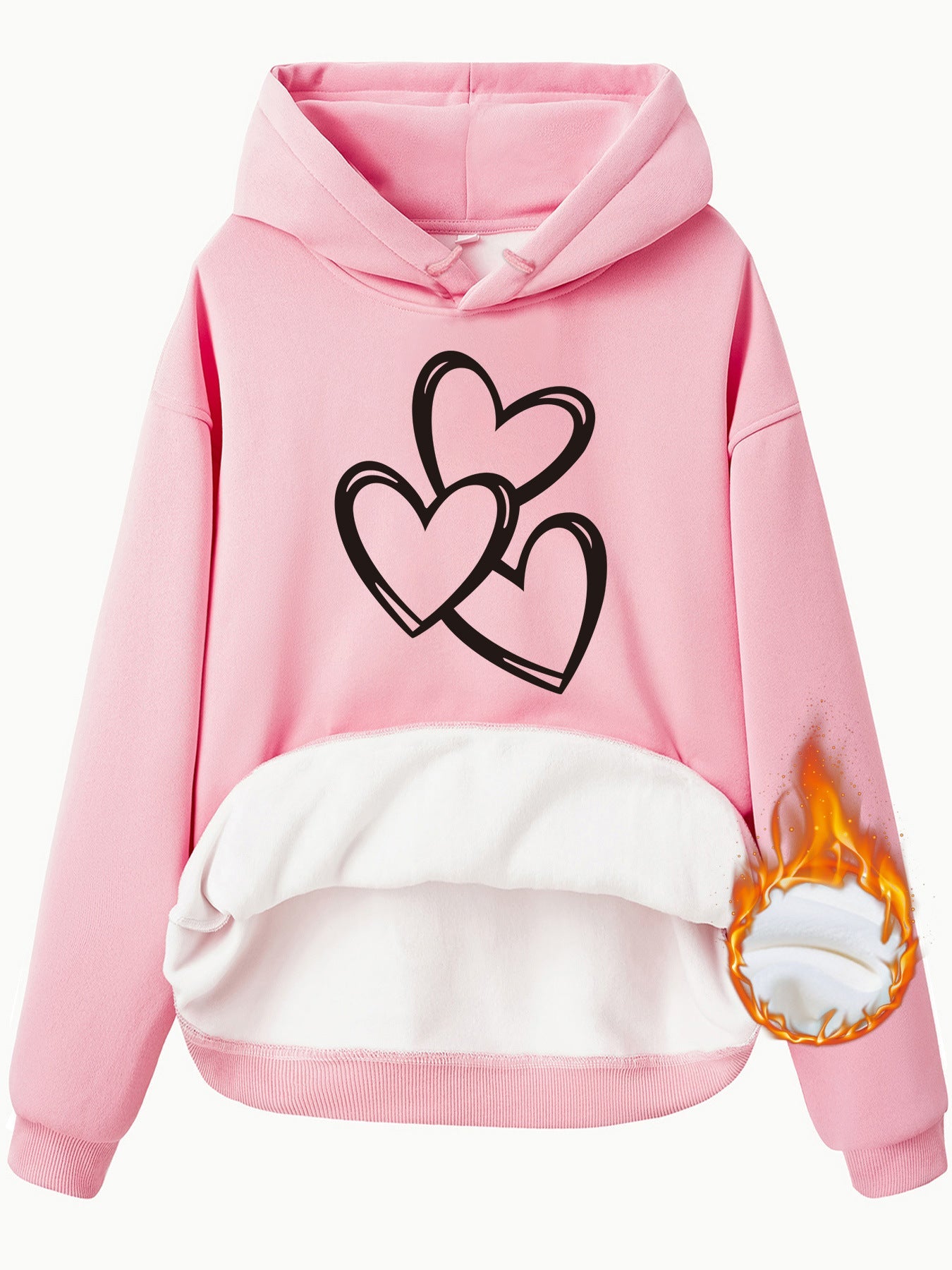 Women's Heart Graphic Fleece Hoodie Casual Street Style Pullover