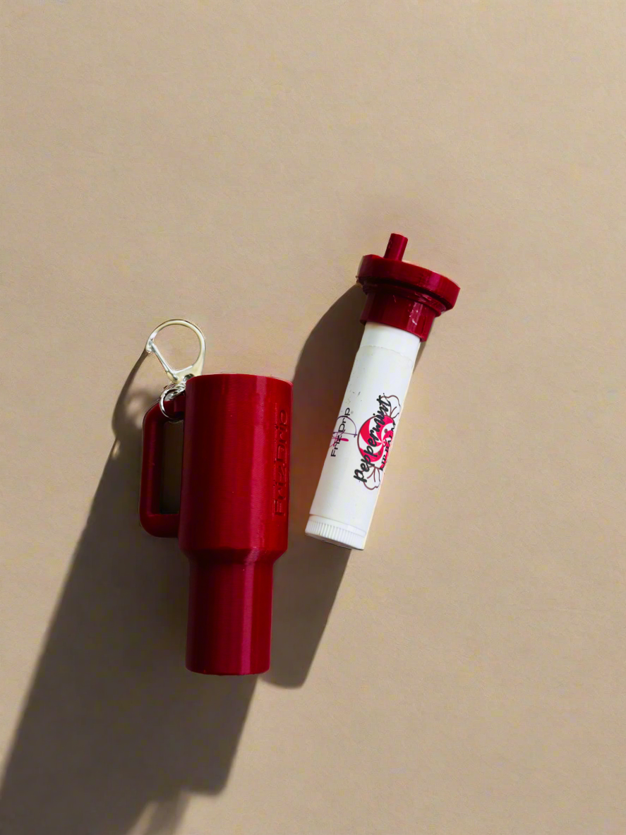 Tumbler Style Lip Balm Holder Keychain
