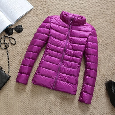 Women's Ultra-Lightweight Slim Fit Hooded Puffer Jacket - Image 21