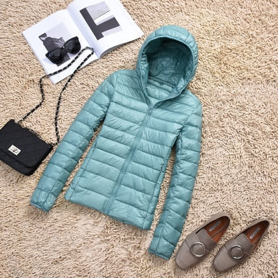 Women's Ultra-Lightweight Slim Fit Hooded Puffer Jacket - Image 12