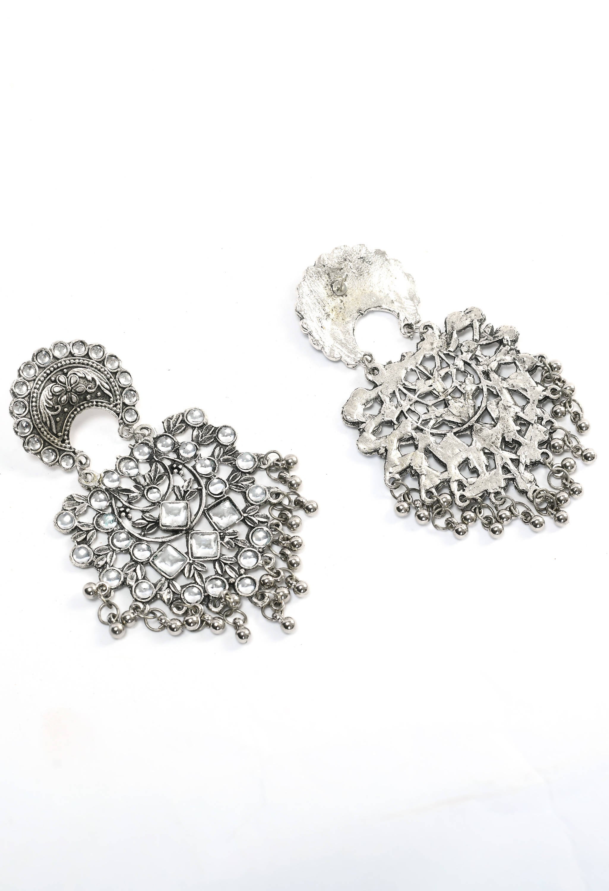 Silver Base Kundan Earrings for Elegant Ethnic Jewelry Lovers