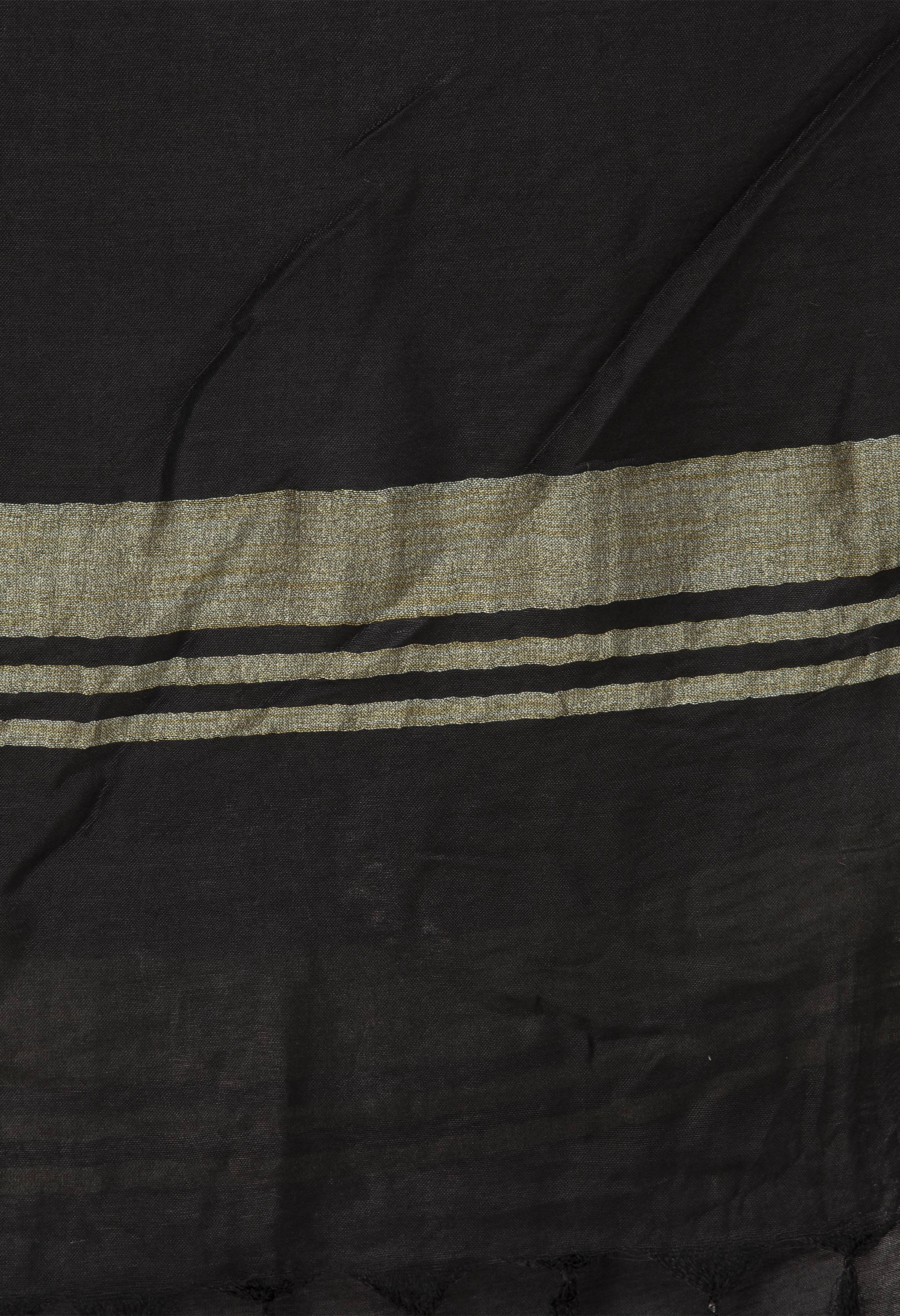 Black Slub Cotton Dupatta - Lightweight Ethnic Scarf