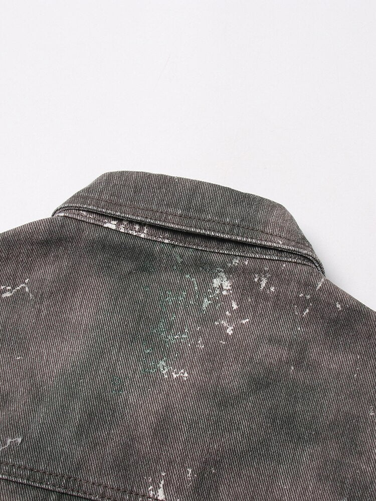 Women's Grey Camouflage Button-Front Utility Flap Pocket Jacket - Image 5