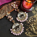 Doli Chandbali earrings for kids in baby pink and light purple finish