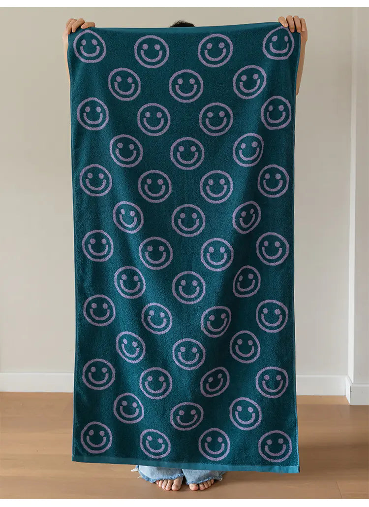 2-Sided Smile Pattern Combed Cotton Face Towel