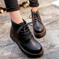 Women's Black Retro Platform Lace-Up Ankle Boots with Chunky Sole - Image 7