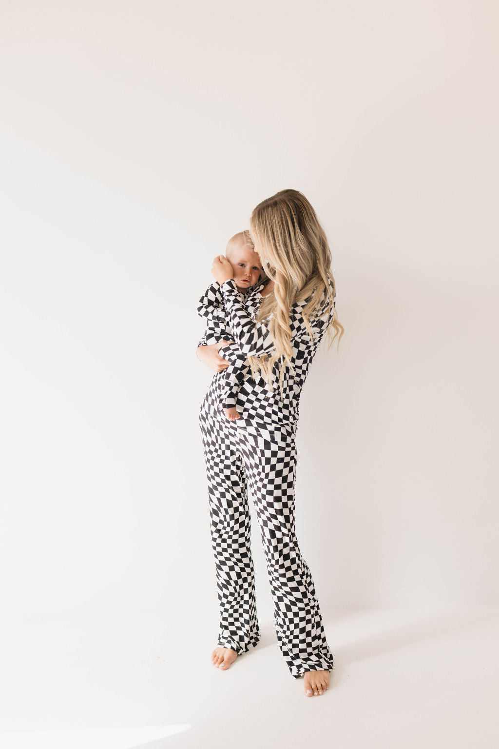 Women's Bamboo Wavy Checkerboard Print Pajamas