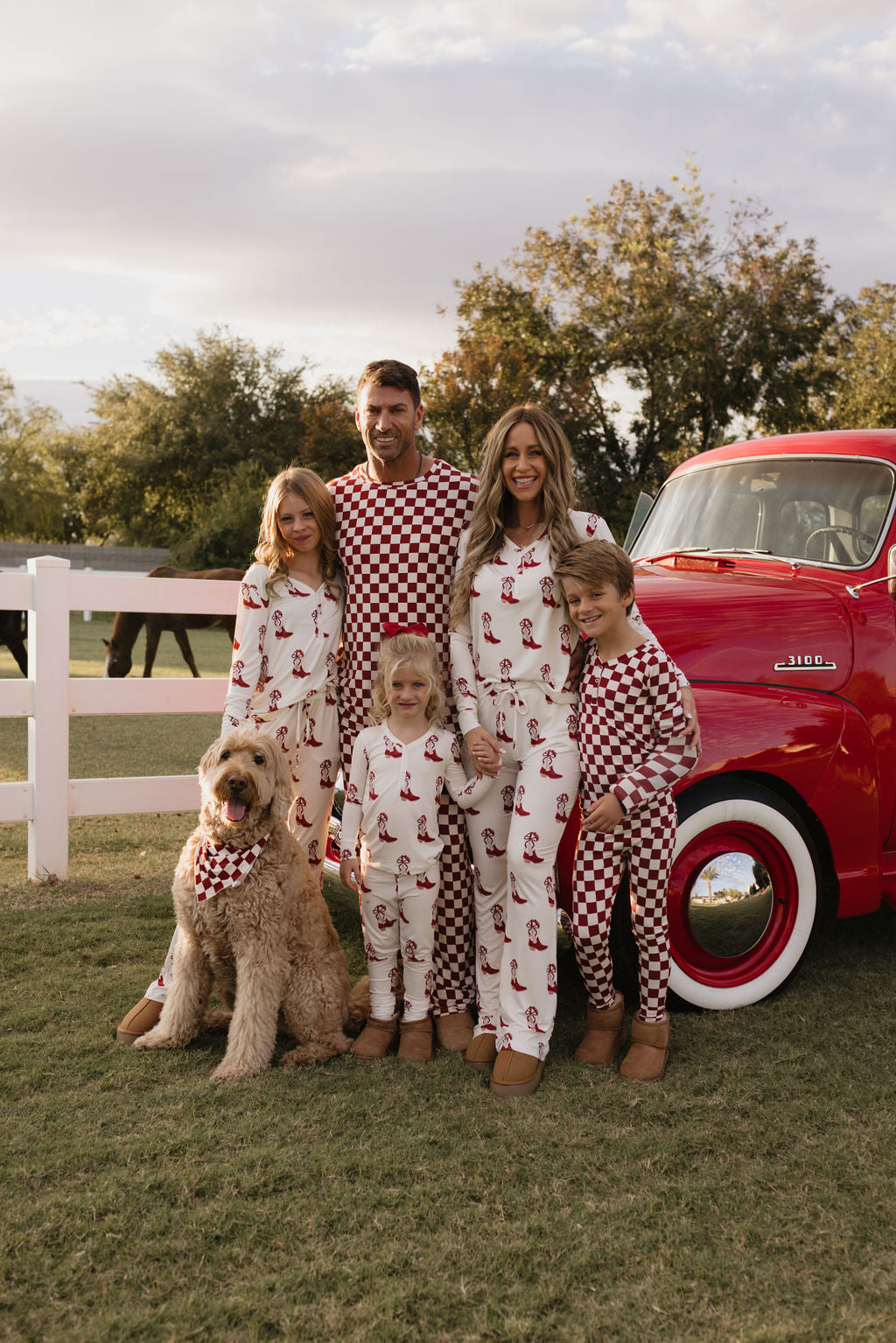 Men's Bamboo Pajama Set in Red and White Long Sleeve Loungewear