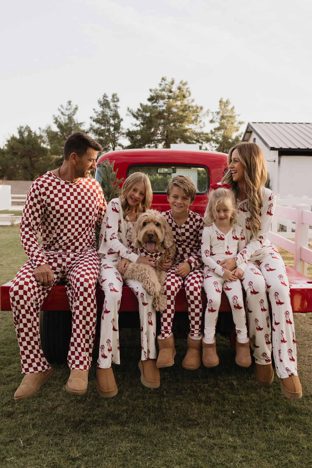Men's Bamboo Pajama Set in Red and White Long Sleeve Loungewear