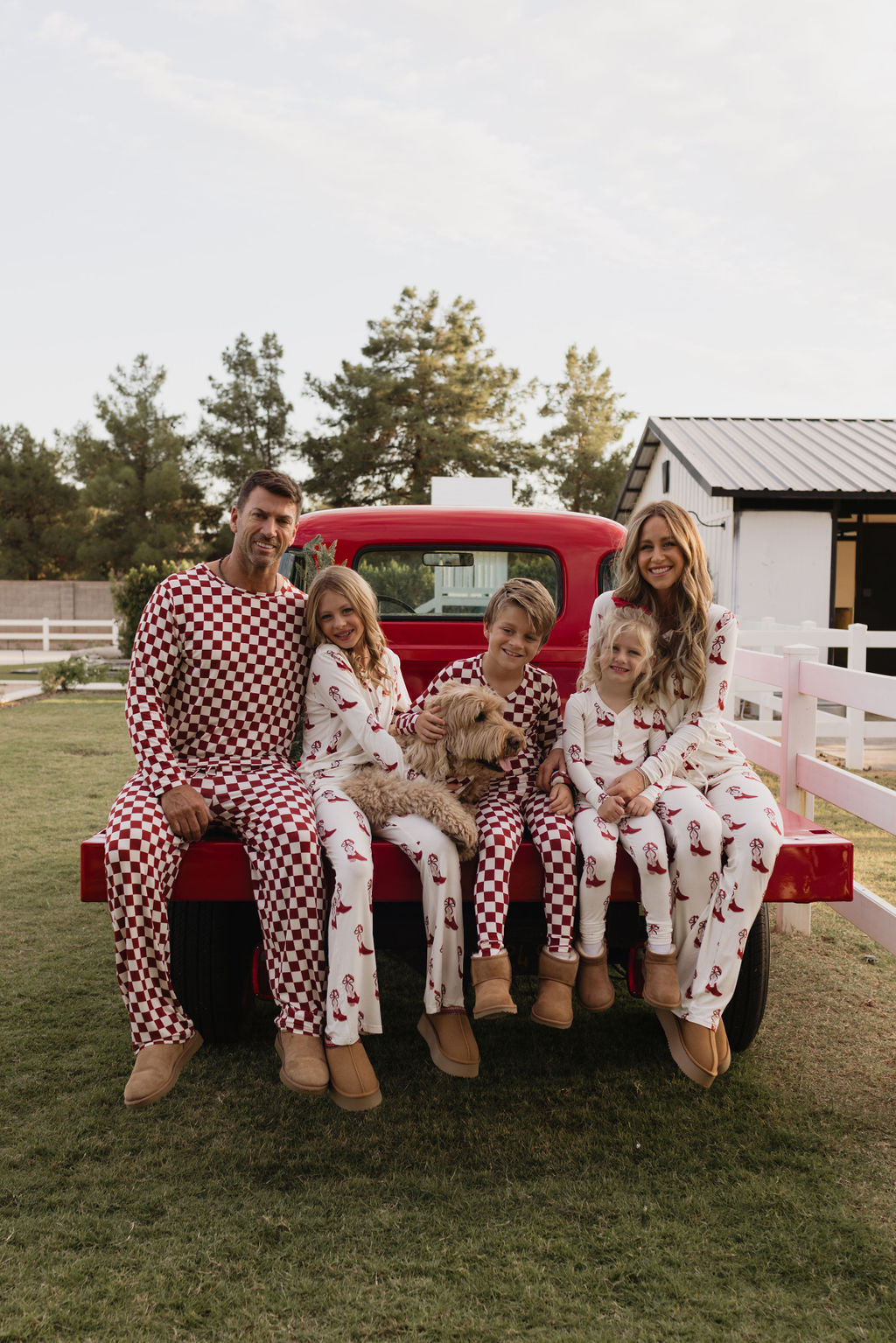 Men's Bamboo Pajama Set in Red and White Long Sleeve Loungewear