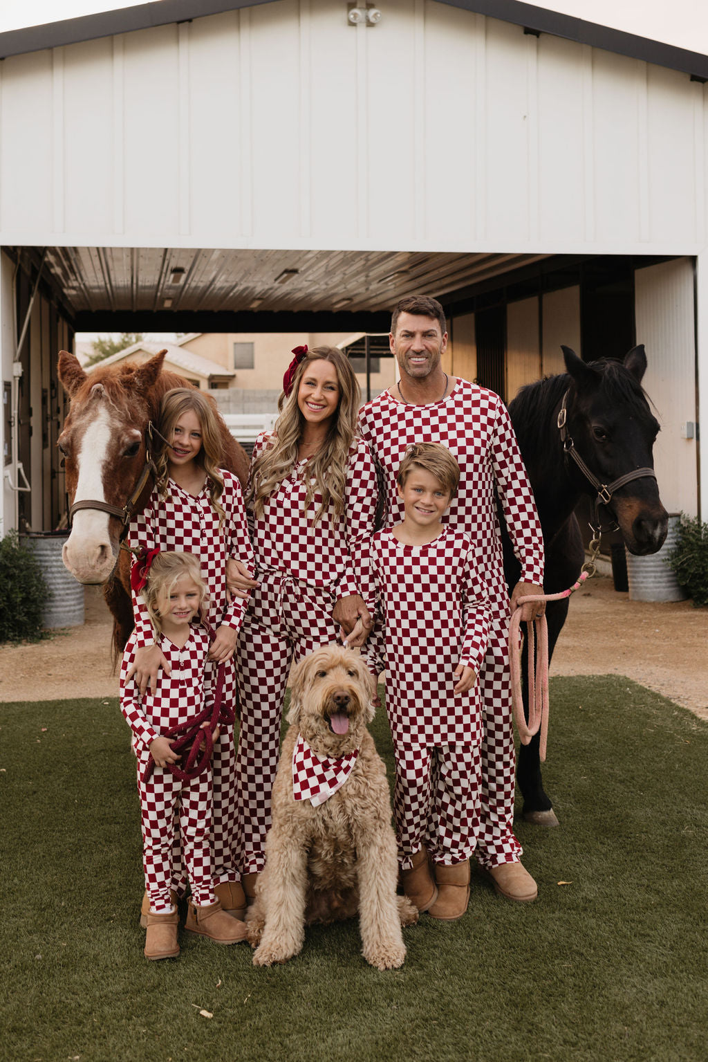 Men's Bamboo Pajama Set in Red and White Long Sleeve Loungewear