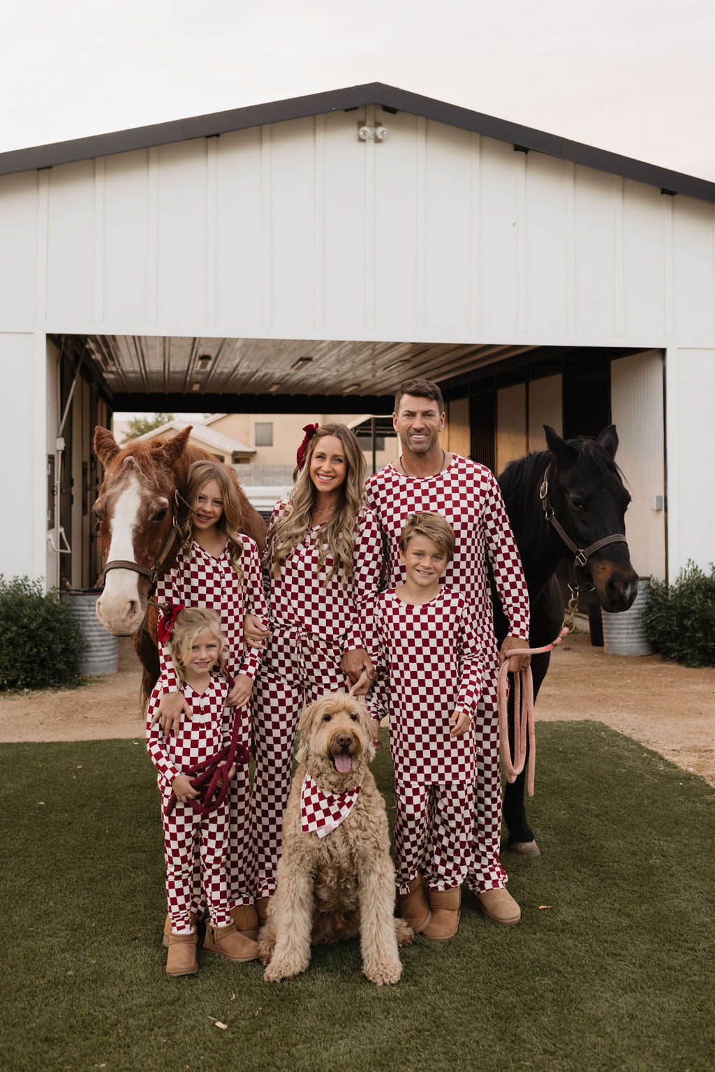 Men's Bamboo Pajama Set in Red and White Long Sleeve Loungewear