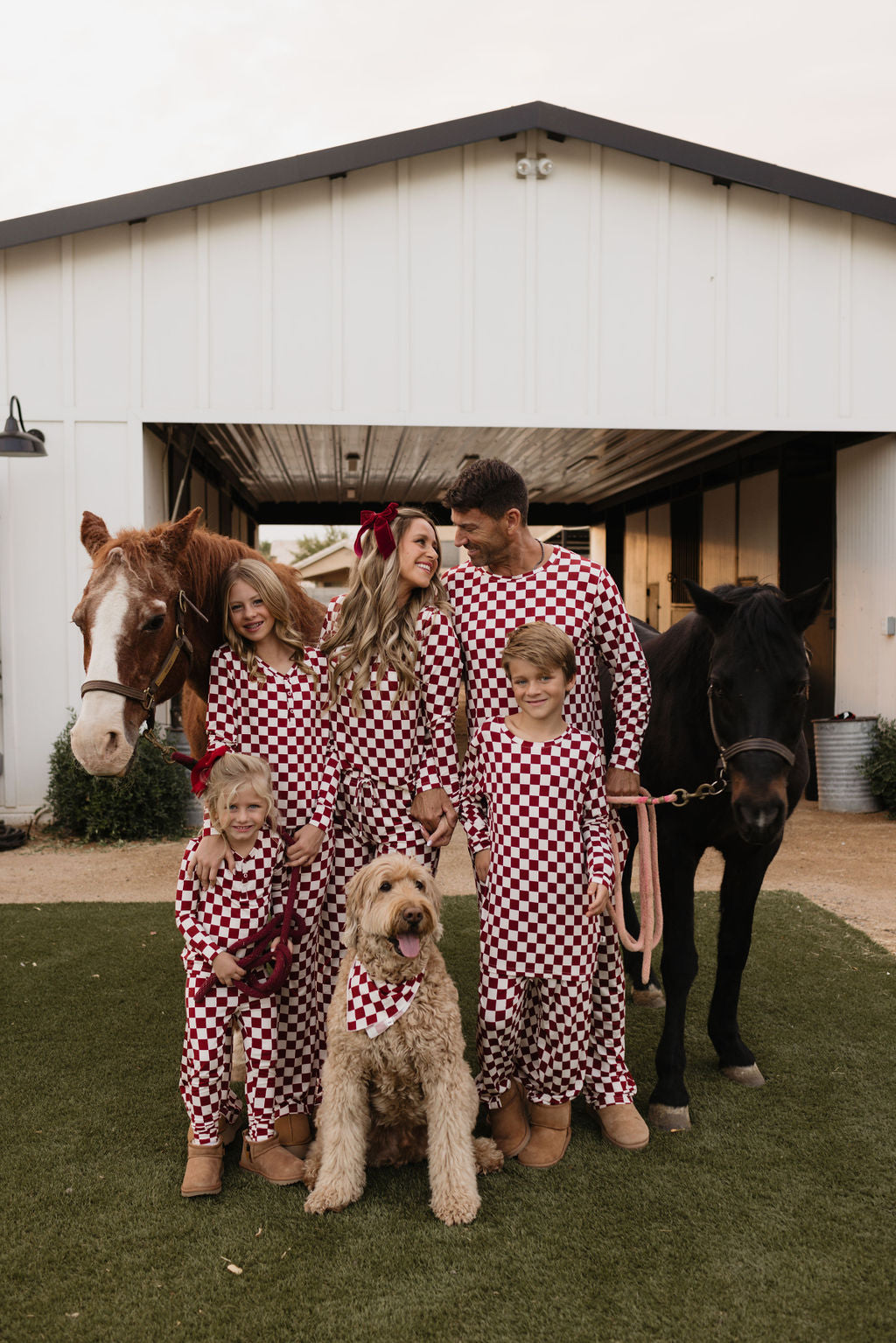 Men's Bamboo Pajama Set in Red and White Long Sleeve Loungewear