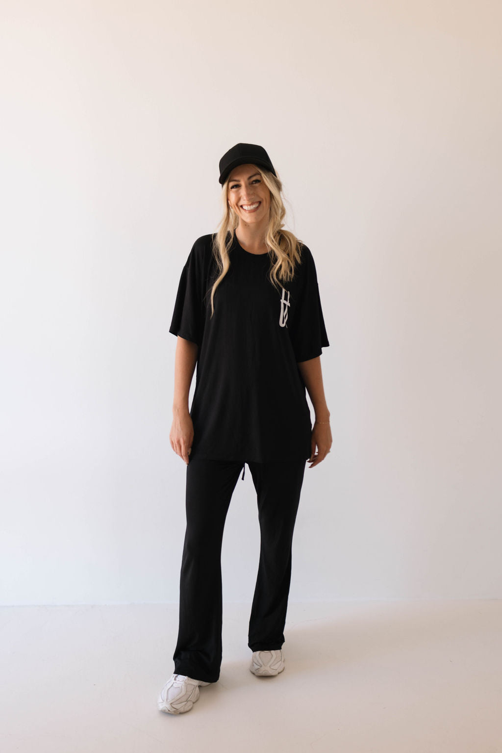 Women's Short Sleeve Bamboo Lounge Set - Black ff Signature