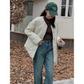 Women's Quilted Loose Single-Breasted Baseball Coat - Lilac & Cream - Image 2