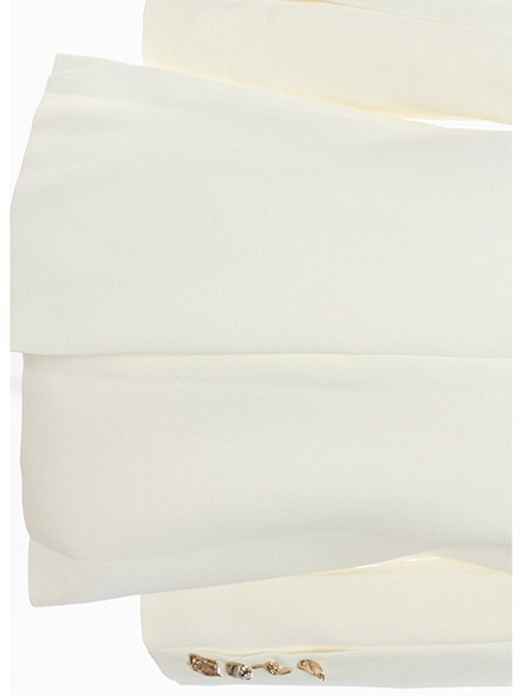 Women's White Double-Breasted Blazer with Decorative Accent Buttons - Image 6