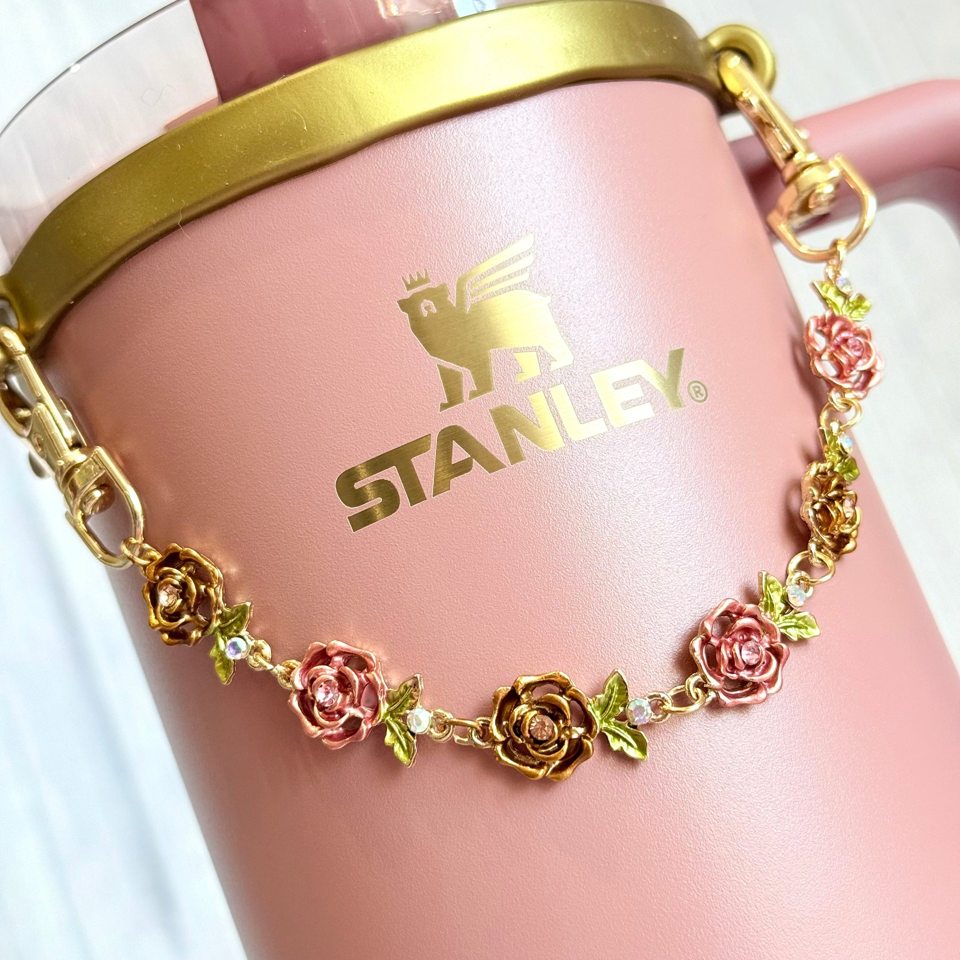 Roses in Bloom Deluxe Tumbler Charm Necklace