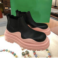 Women's Black Mid-Calf Platform Boots with Chunky Contrast Sole - Image 7