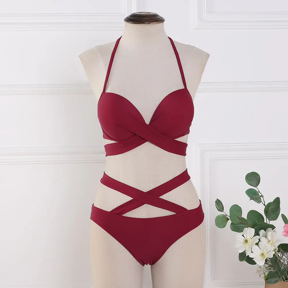 Women's Strappy Cross-Front Two-Piece Bikini Swimsuit - Image 7