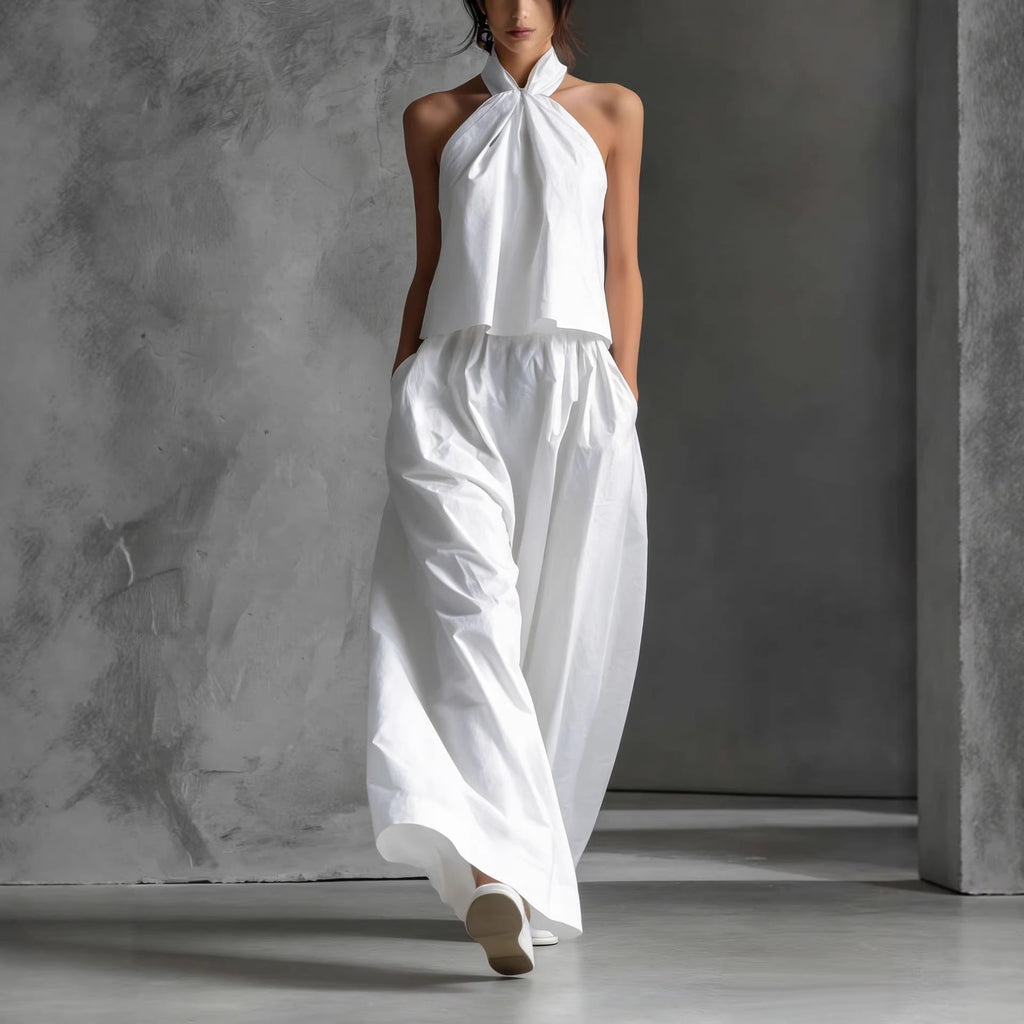 Women's Halter Neck Top and Wide Leg Pants Two Piece Set - Image 6