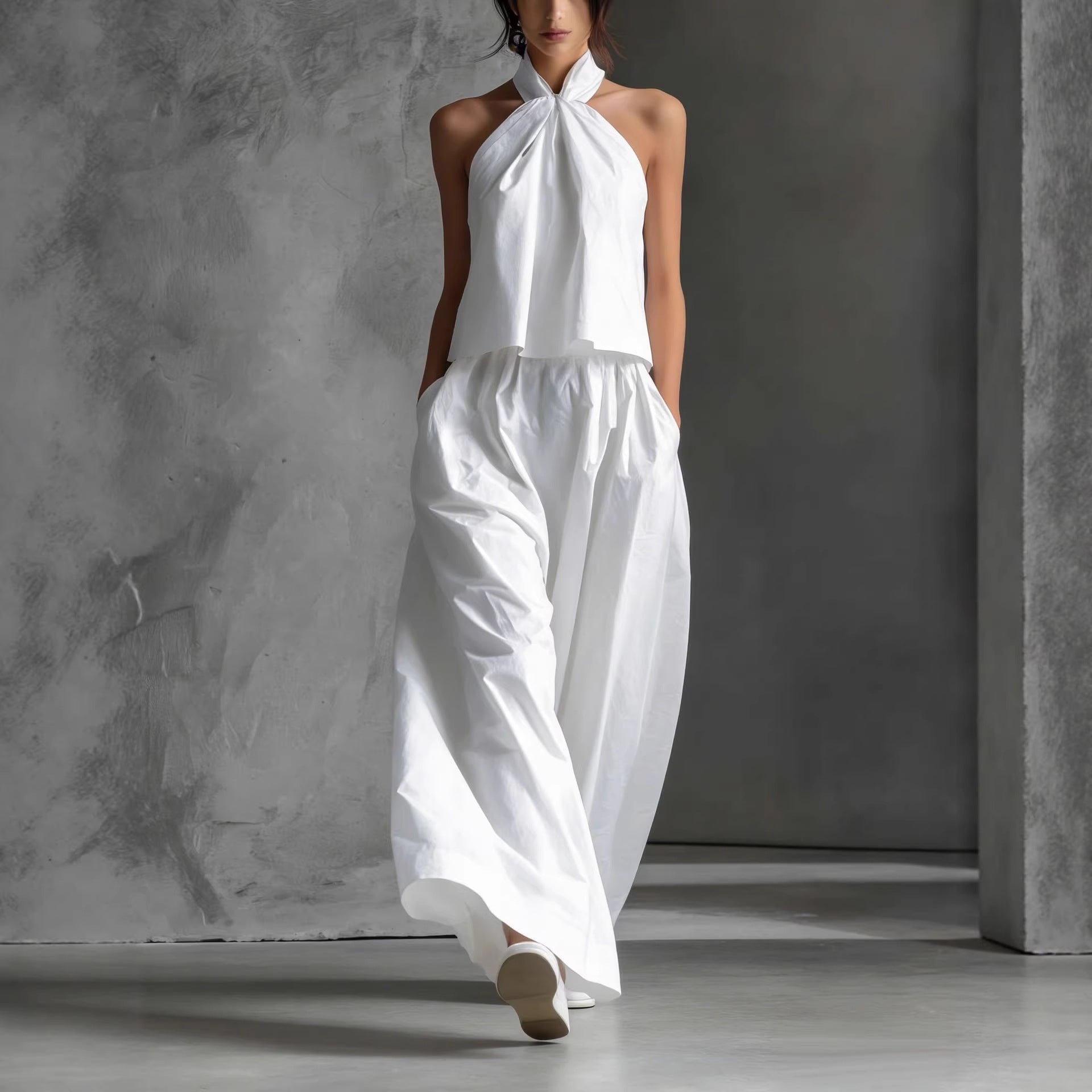 Women's Halter Neck Top and Wide Leg Pants Two Piece Set - Image 6