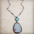 Amazonite and Crystal Beaded Necklace with Jasper Pendant