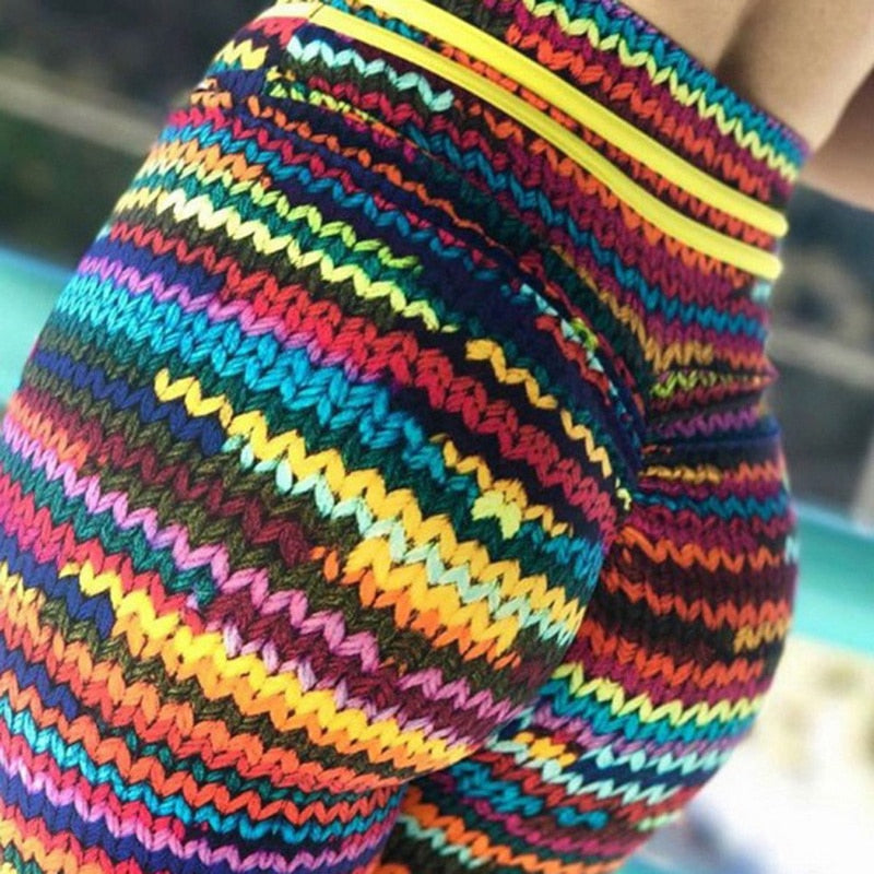 Multicolor Knit Print High-Waist Performance Yoga Leggings - Image 5