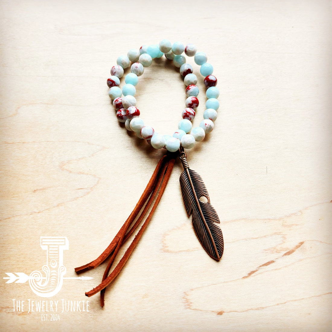 **Aqua Terra Jasper Beaded Bracelet w/ Tassel 019H