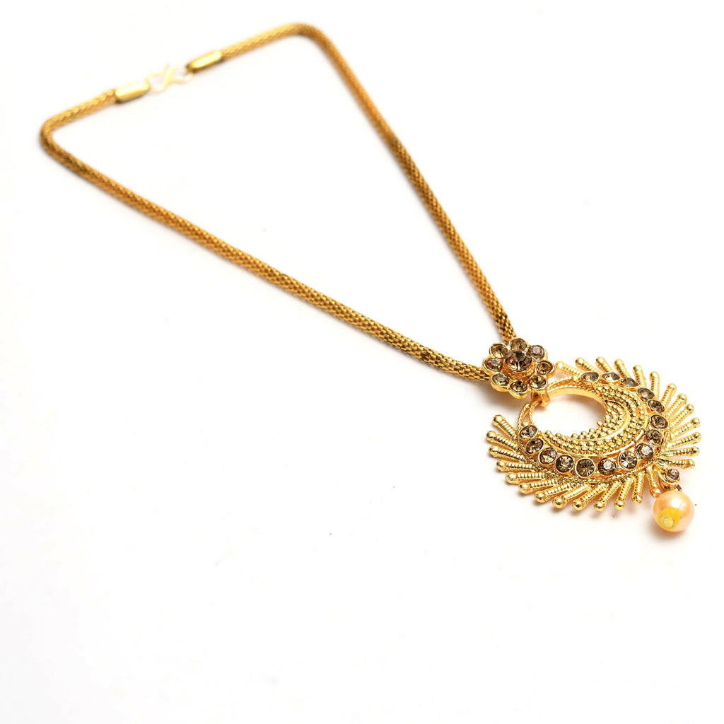 Gold-Polished Brass Long Necklace for Traditional Elegance