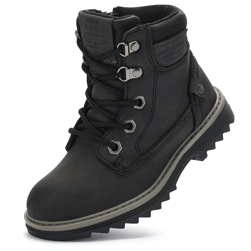 TZJS Girls Boys Toddler Boots Kids Unisex Lace Up Hiking Work Boots Girl Water Resistant Ankle Boot Boy Sizes 7-13 Outdoor Autumn Shoes for Toddler/Little Kid(Black12)