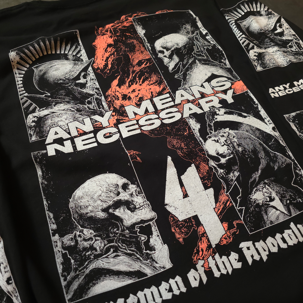 4 Horsemen Graphic Long Sleeve T-Shirt in Black Heavyweight Cotton - Image 4
