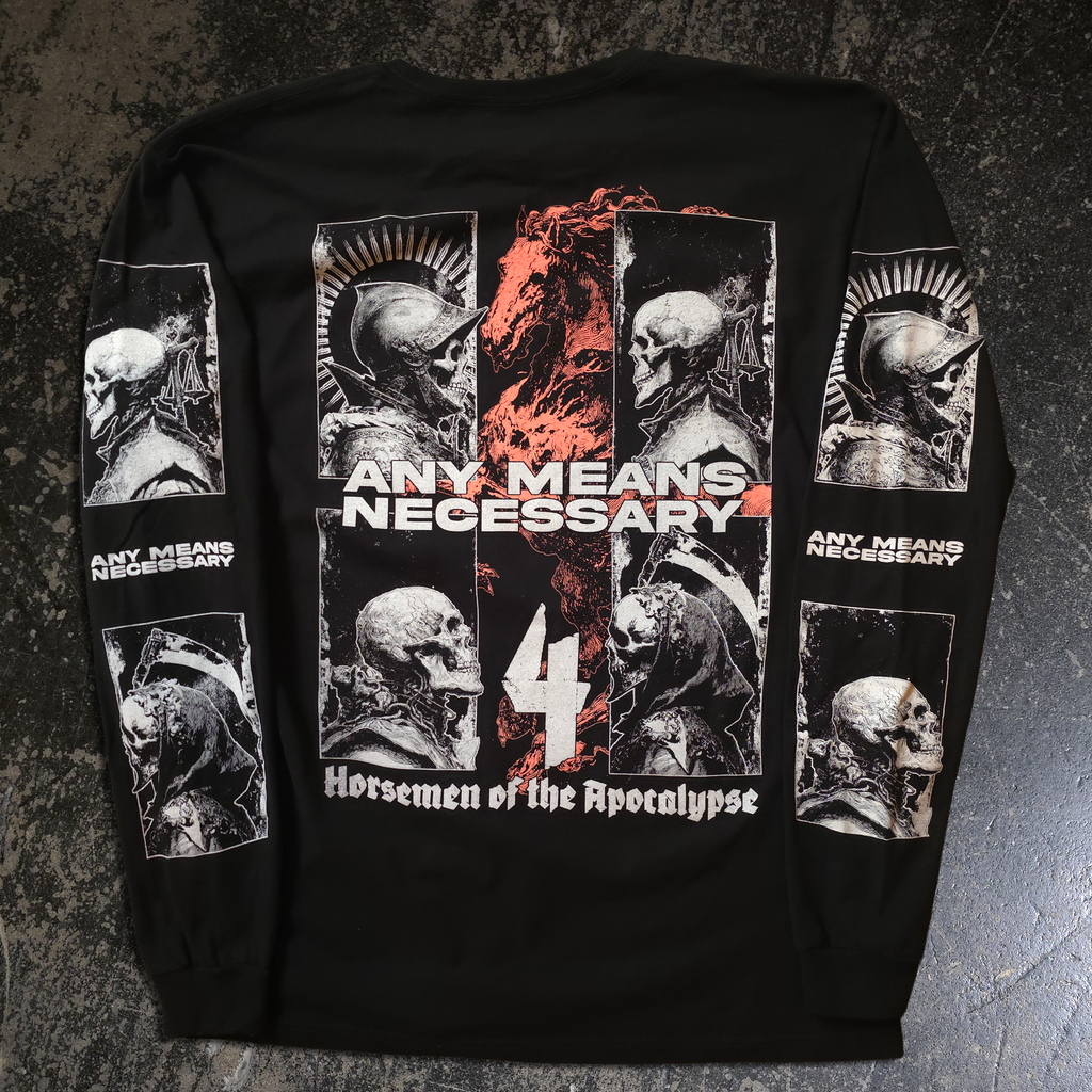 4 Horsemen Graphic Long Sleeve T-Shirt in Black Heavyweight Cotton - Image 2