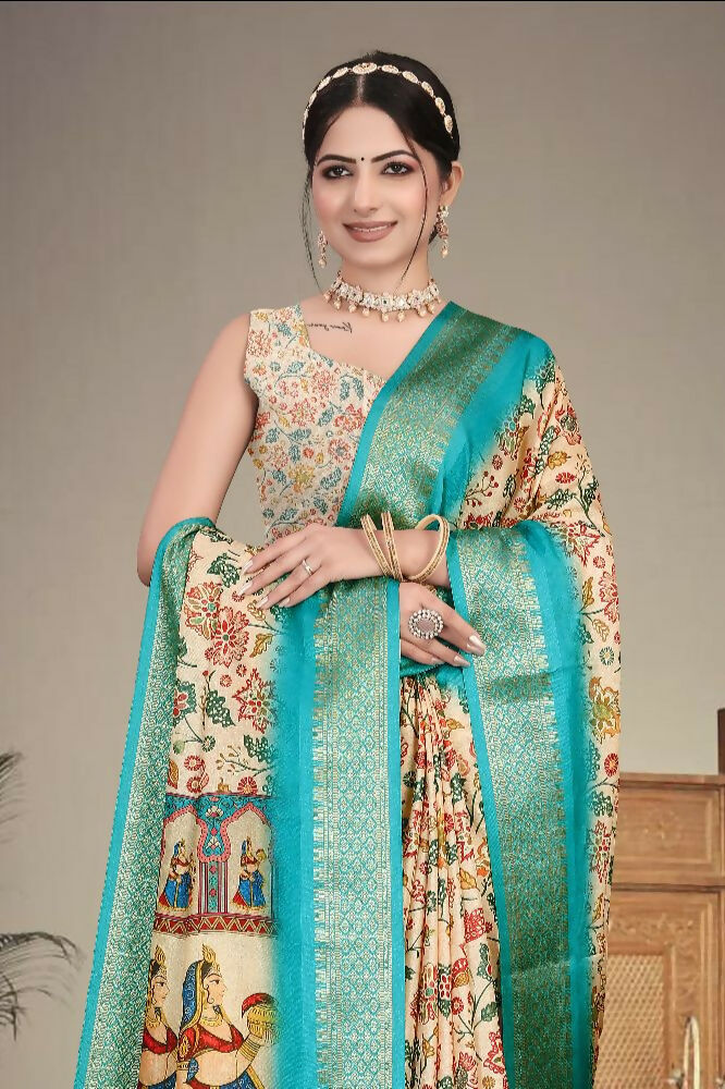 Multi Heavy Rich Cotton Silk Digital Print & Jacquard Saree