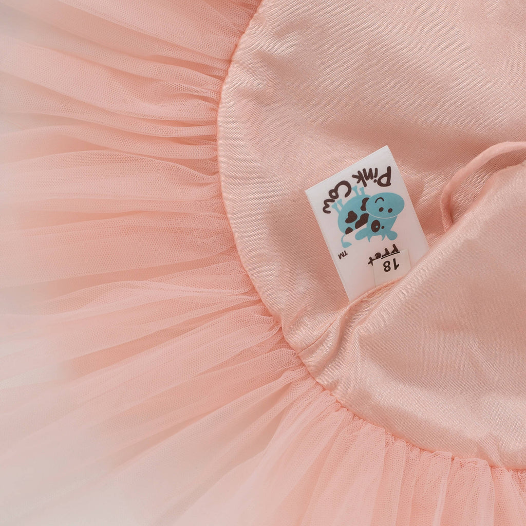 Peach Shrug with Frill Detail, Brocade and Pearls