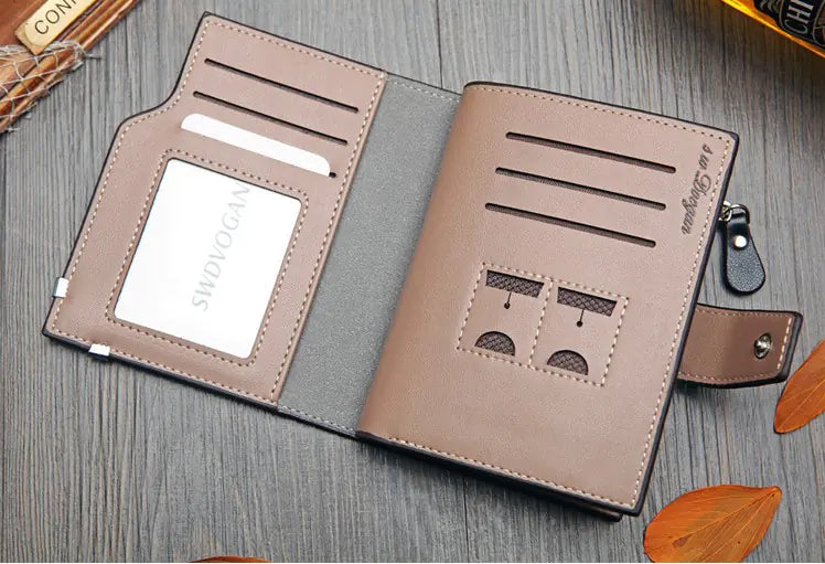 Vertical Buckle Wallet with Zipper Closure