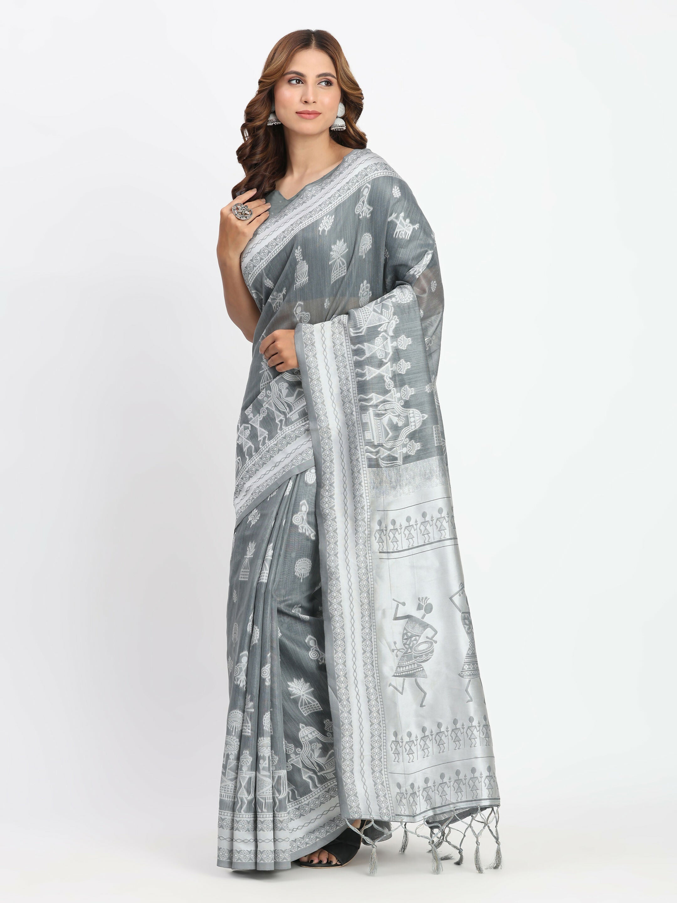Shree Shyam Fashion Linen Cotton Pink Saree