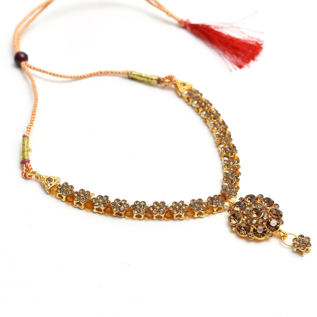 Golden Kamal Floral Stone Choker Necklace - Elegant Statement Jewelry