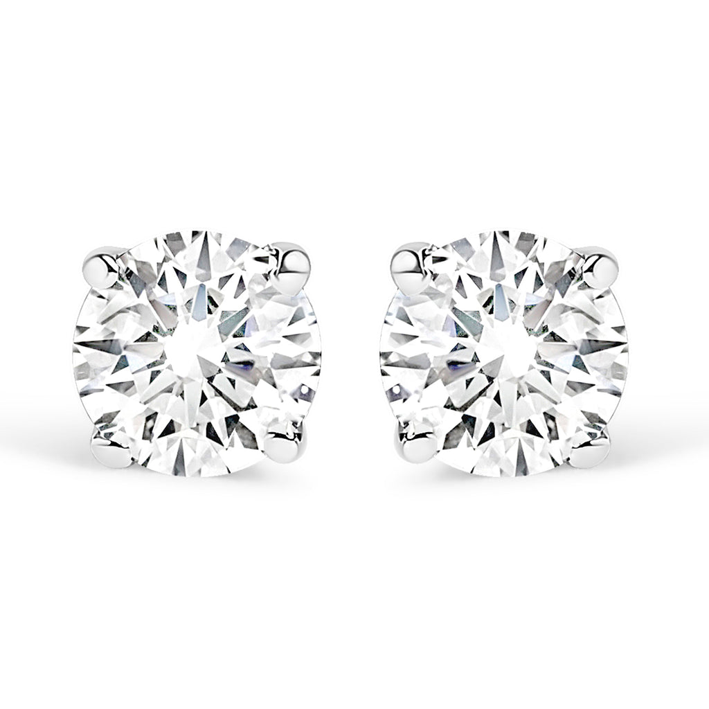 14K White Gold 1/2 Cttw Round Lab Grown Diamond Solitaire Stud Earrings