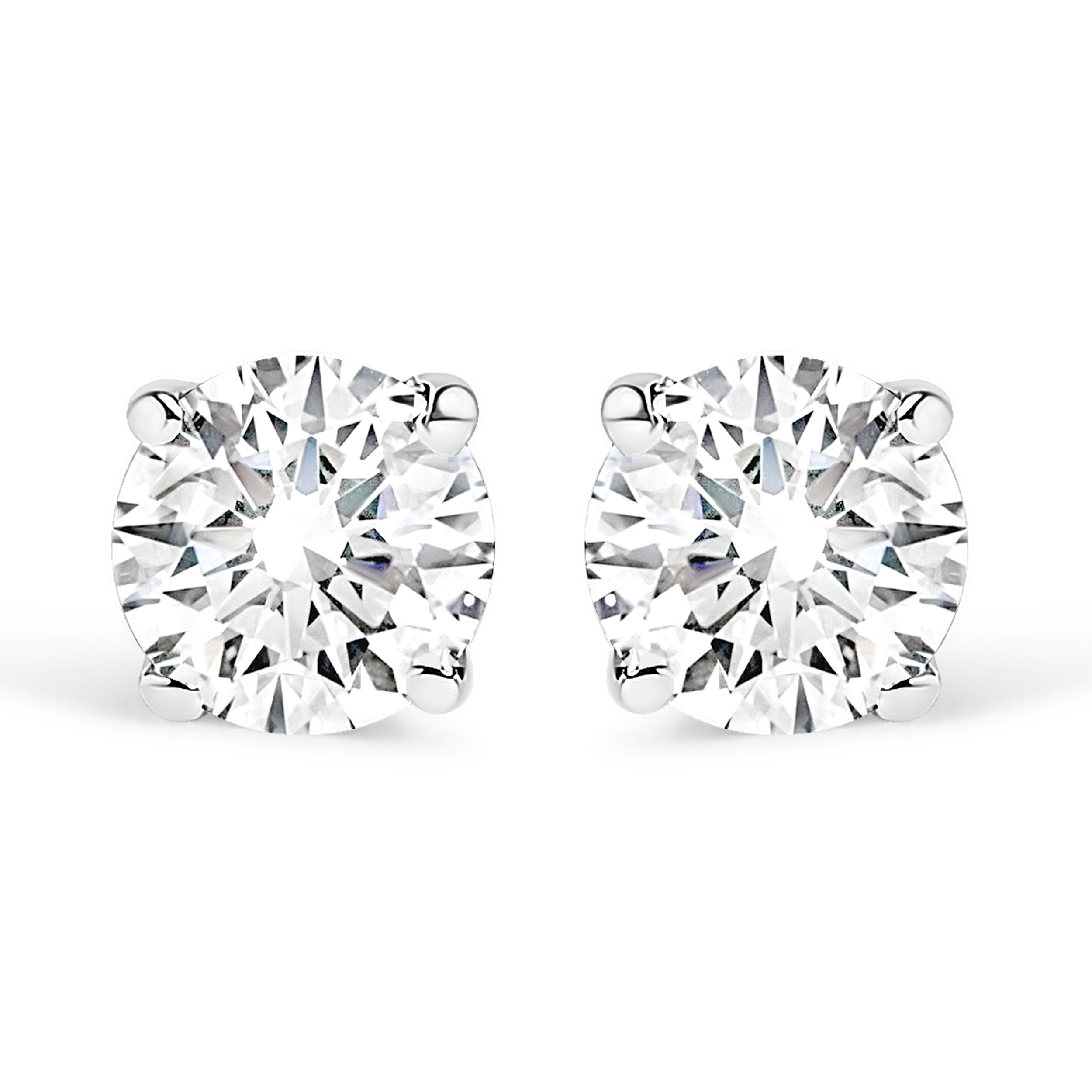 14K White Gold Round Cut Diamond Solitaire Stud Earrings (1/2 cttw, H-I Color, SI1-SI2 Clarity)