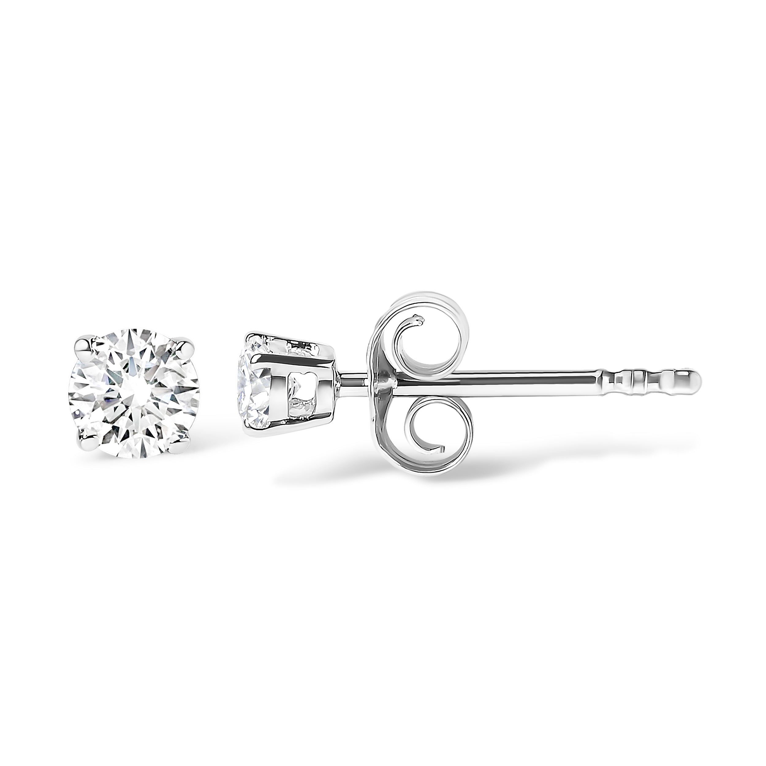 14K White Gold 1/2 Cttw Round Lab Grown Diamond Solitaire Stud Earrings
