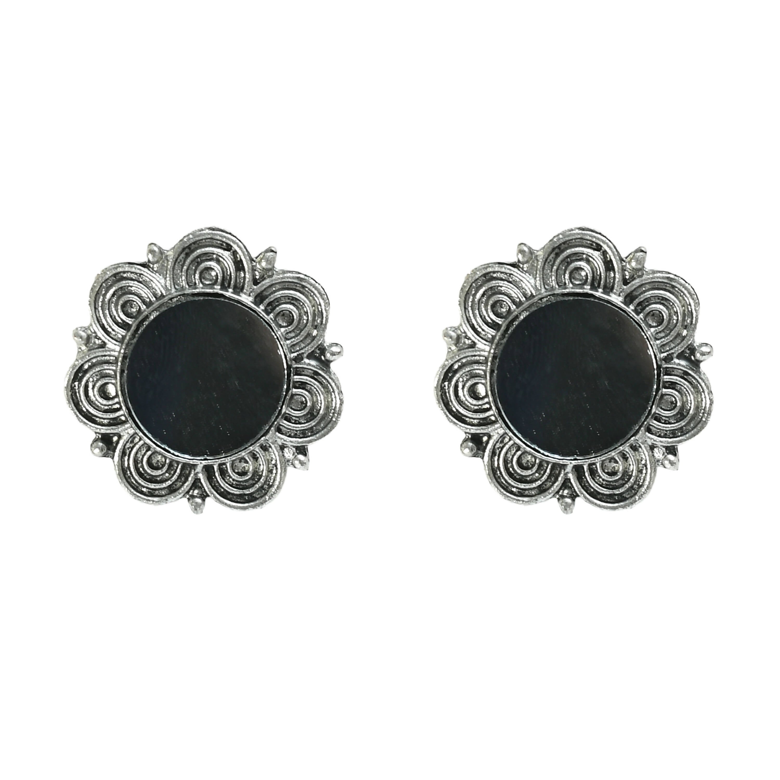 Oxidised Silver-Plated Mirror Work Choker Necklace Set