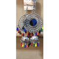 Traditional sun shape design earrings with multicolored pearl accents and hanging Jhumkas