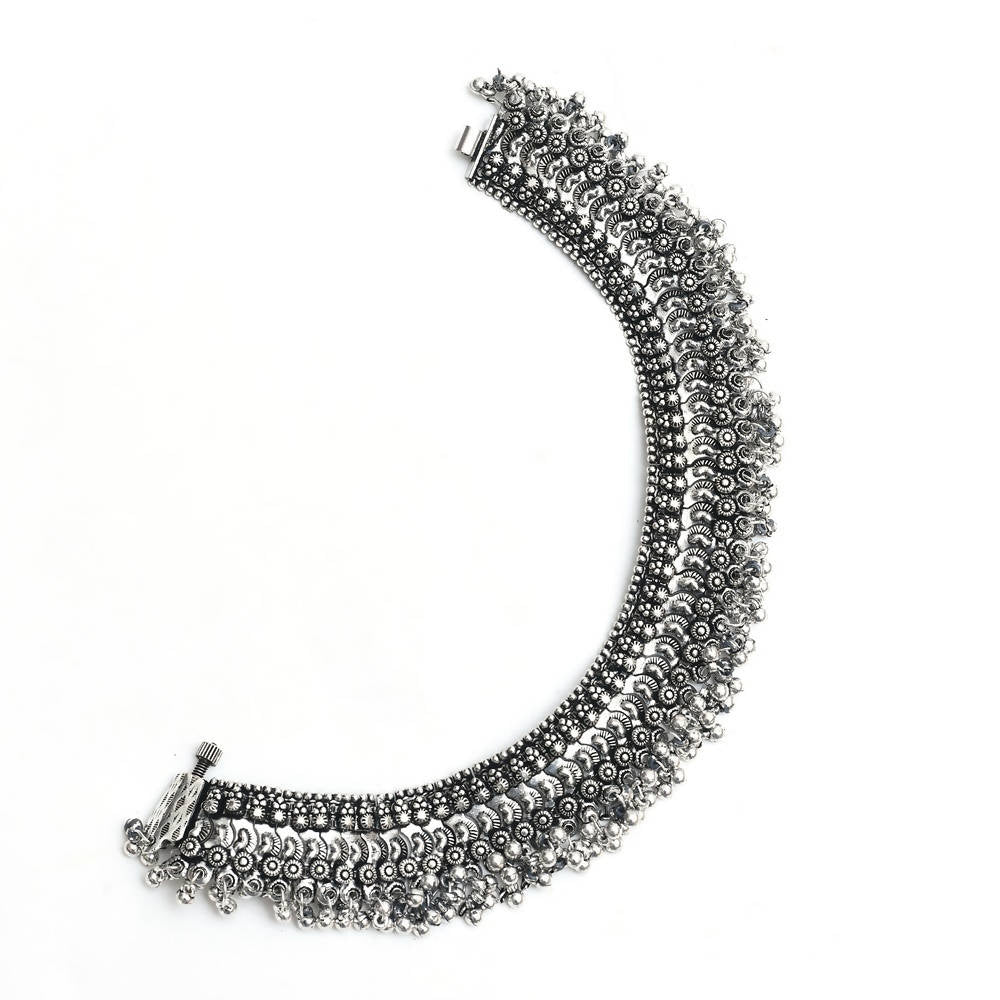 Heavy Oxidised Silver Traditional Anklets for Women & Girls