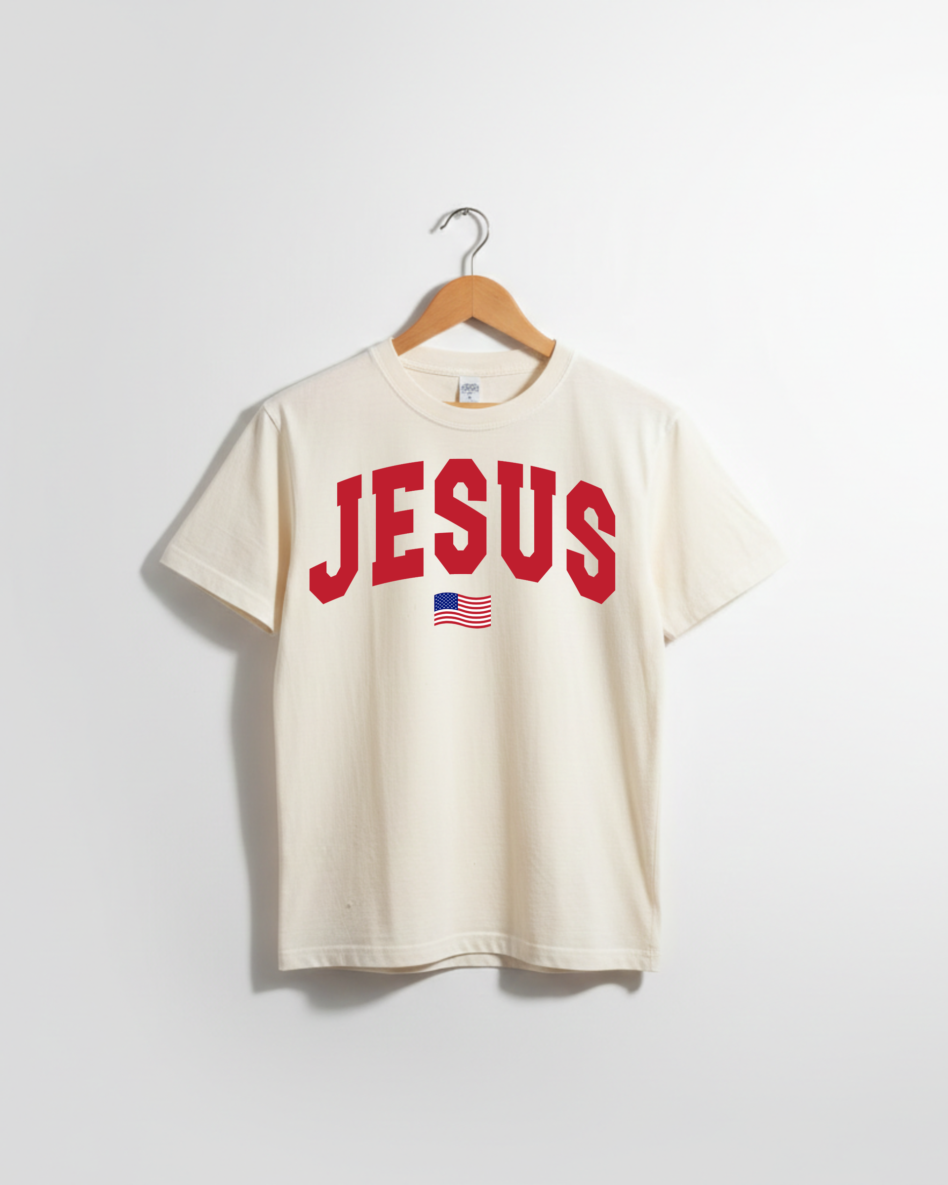 Kids Jesus themed patriotic t-shirt available in multiple colors.