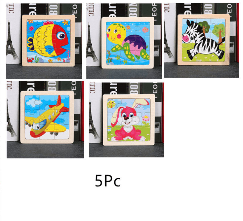 10-Piece Wooden Animal Puzzle Set for Toddler Early Learning