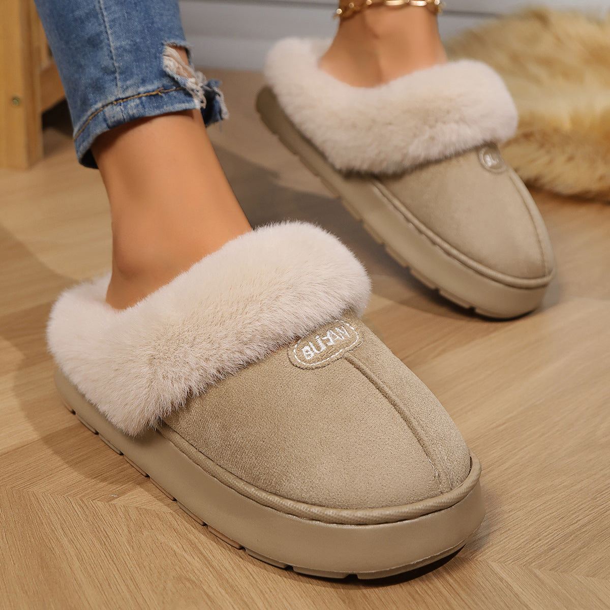 Women’s Memory Foam Suede Plush Slippers - Cozy Indoor Shoes