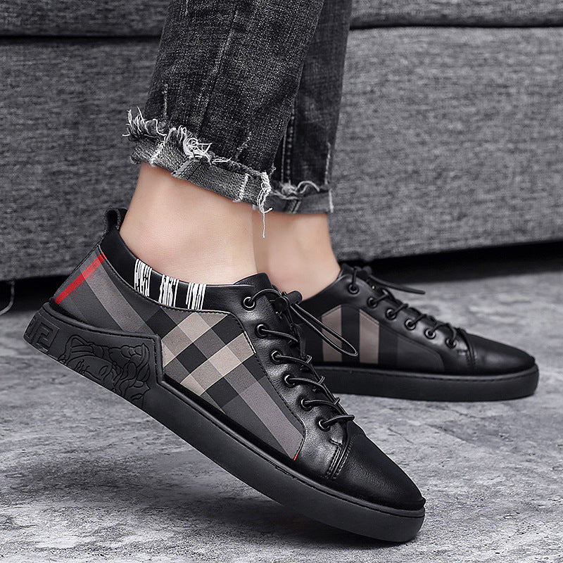 Men's Black PU Leather High Top Sneakers Casual Walking Shoes