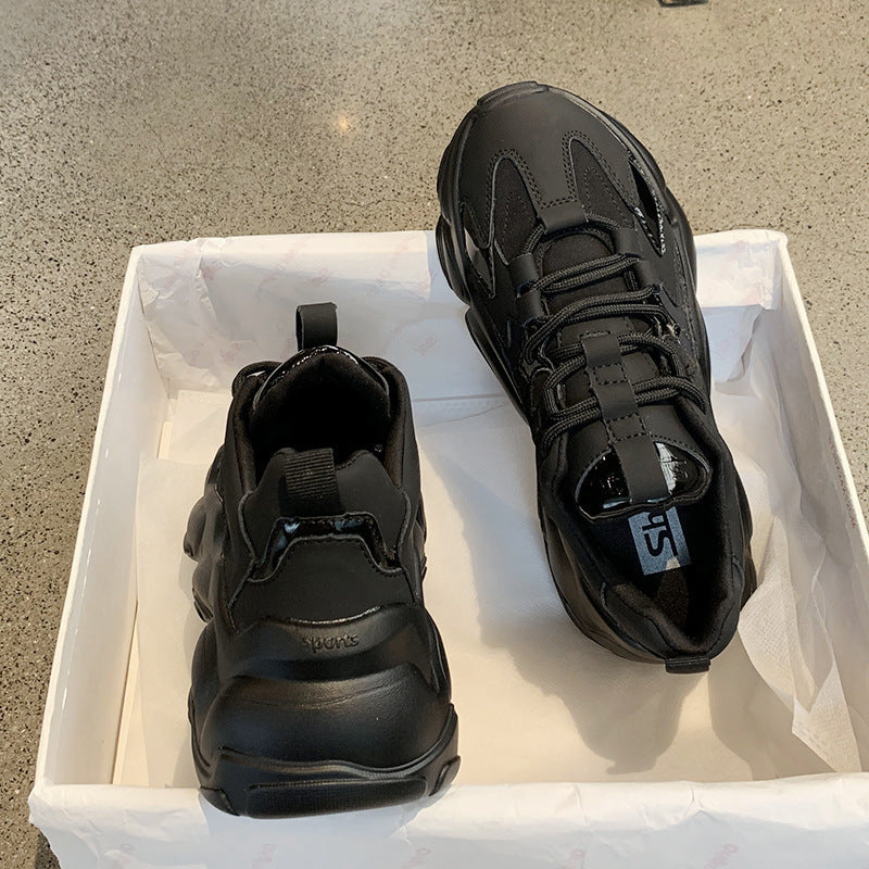 Elegant Leather Platform Sneakers - Casual Walking Footwear