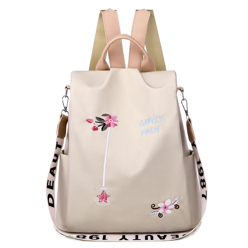 Embroidered Anti-Theft Waterproof Women’s Travel Backpack