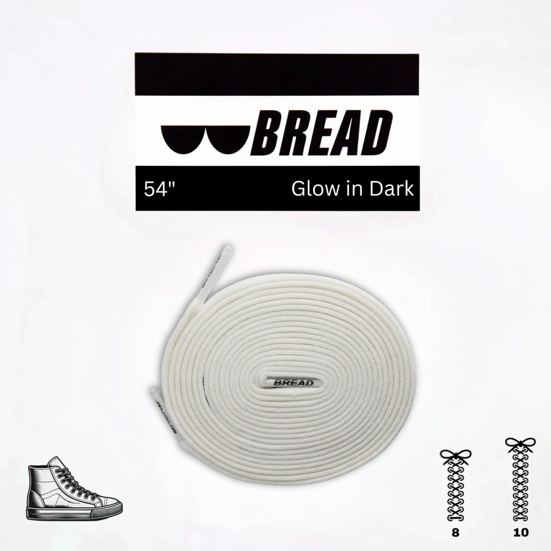Night White Glow in the Dark Elastic Shoelaces for Kids Sneakers